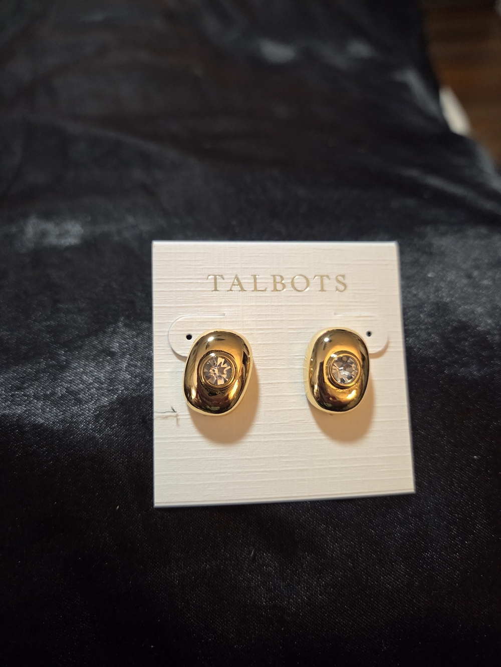 Talbots Gold Tone Crystal Accent Earrings NWT